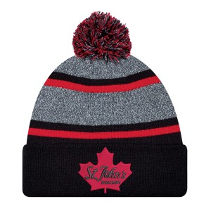 StJohnsHockey - AJM Cuff Toque Pom Pom (Black/Red)