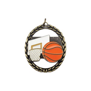 Negative Space Medal Basketball in Gold
