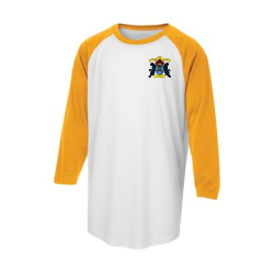 White/Gold 3/4 Sleeve Youth Baseball Shirt